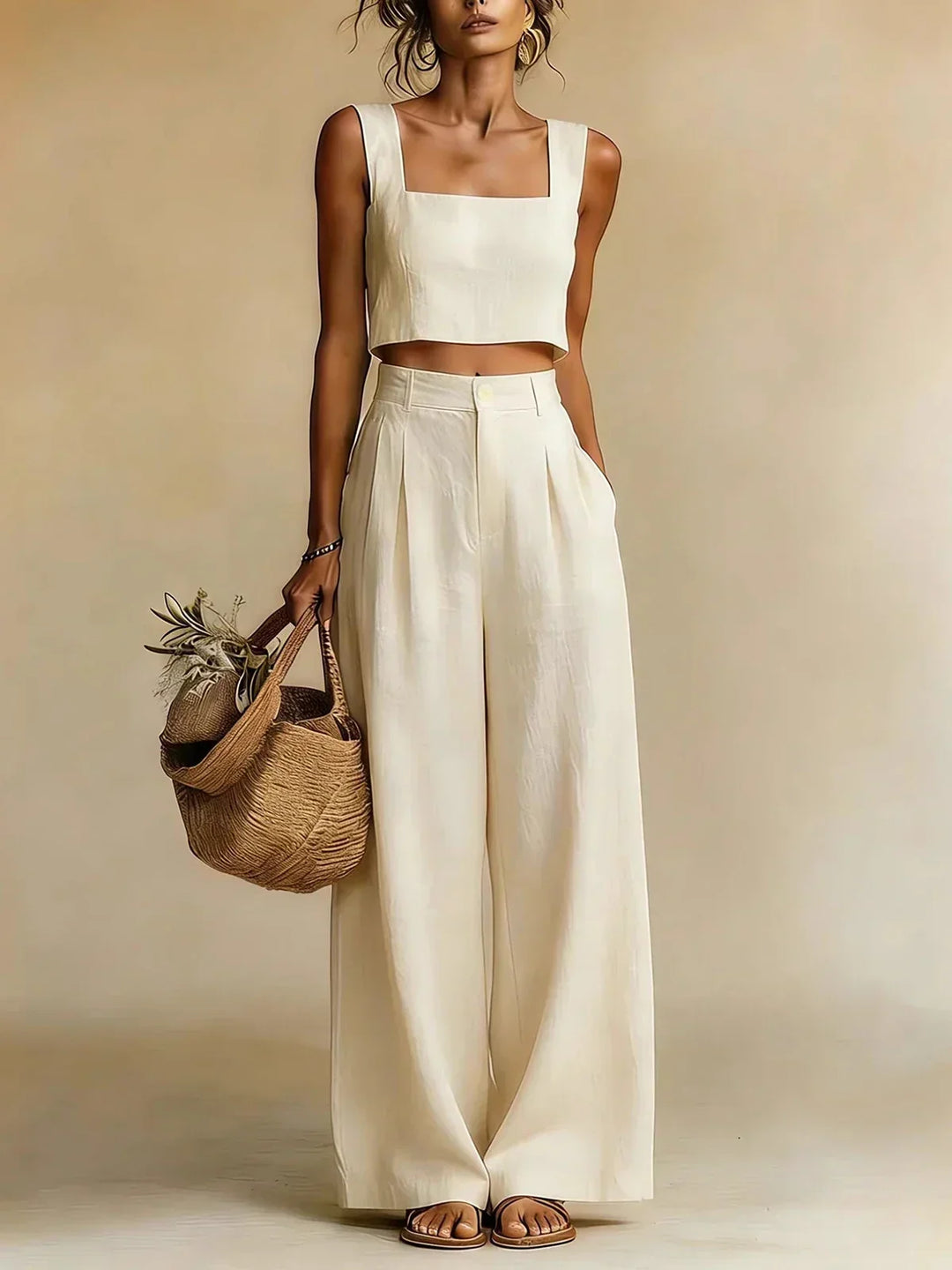 Cadi pleated palazzo trouser two piece set – image 3