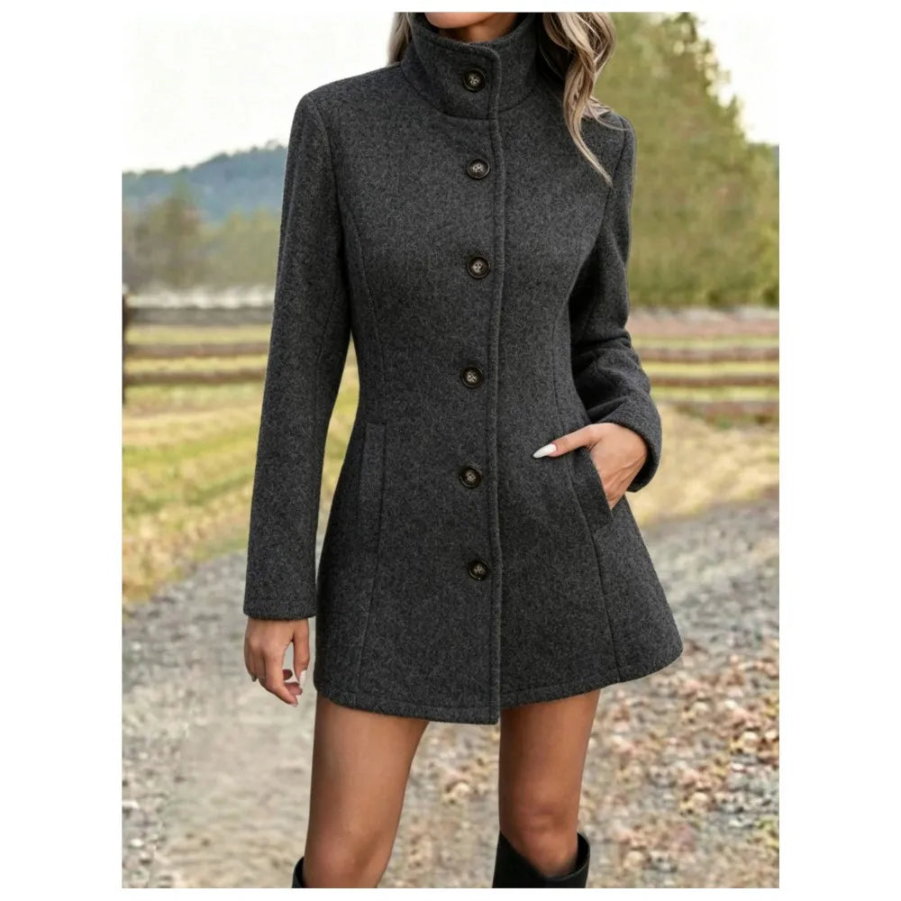 Felicia long stand collar wool coat – image 5