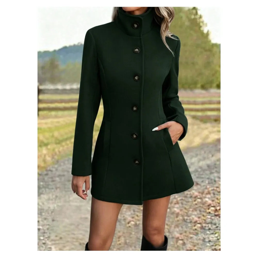 Felicia long stand collar wool coat – image 3