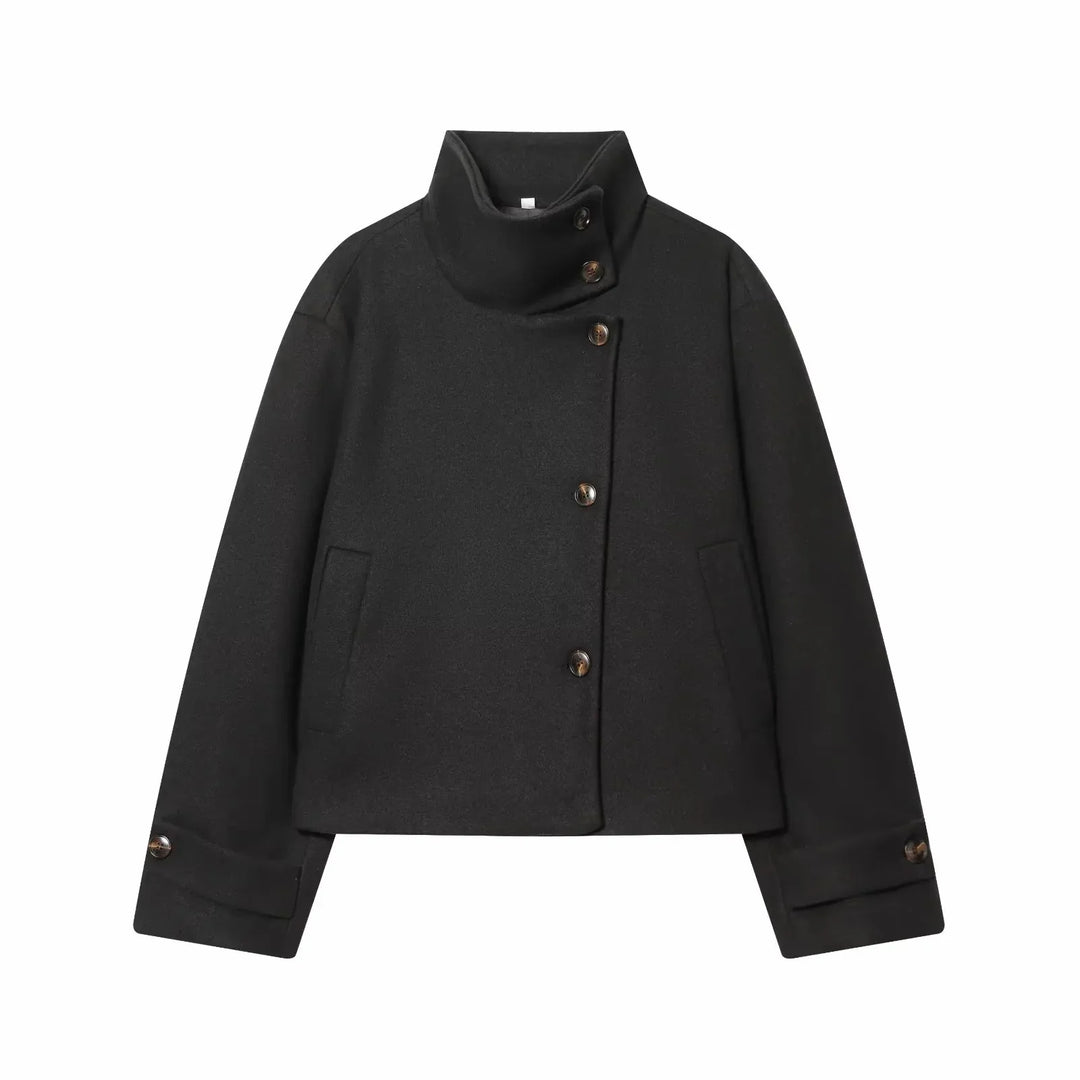 Calliope vintage stand collar wool coat with pockets – image 13