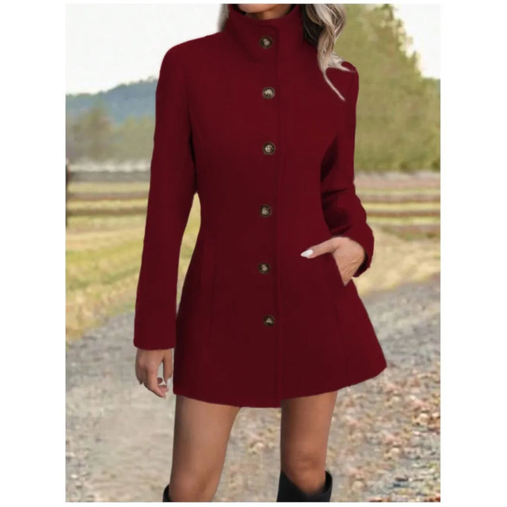 Felicia long stand collar wool coat – image 4