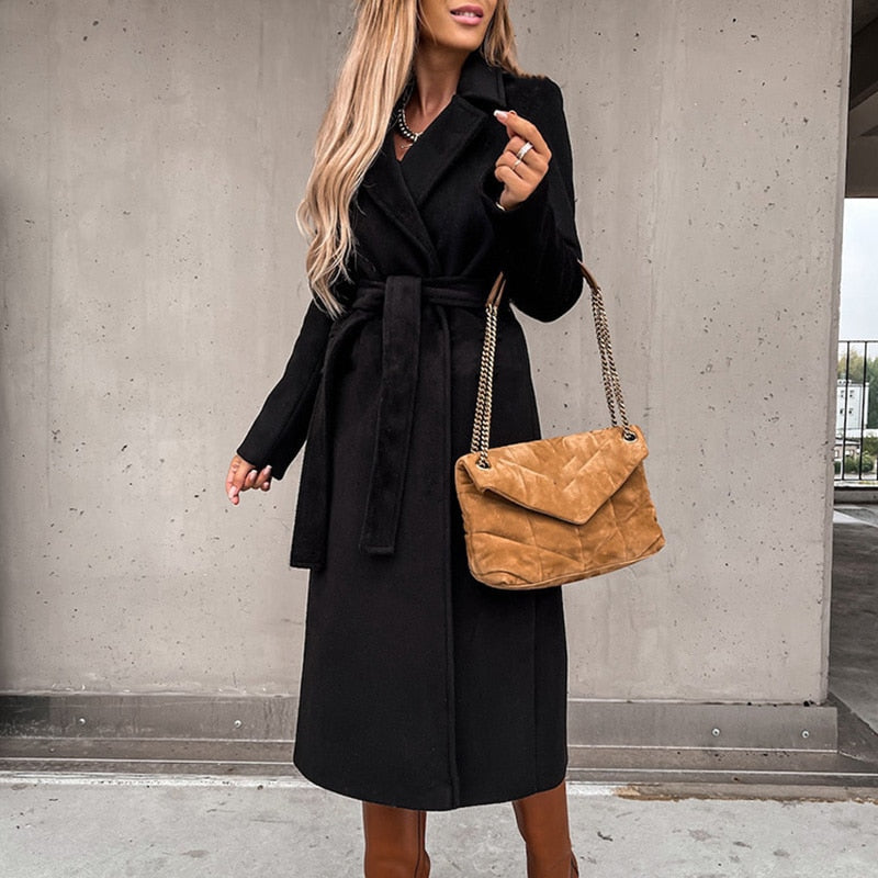 Adora belted lapel collar coat – image 2
