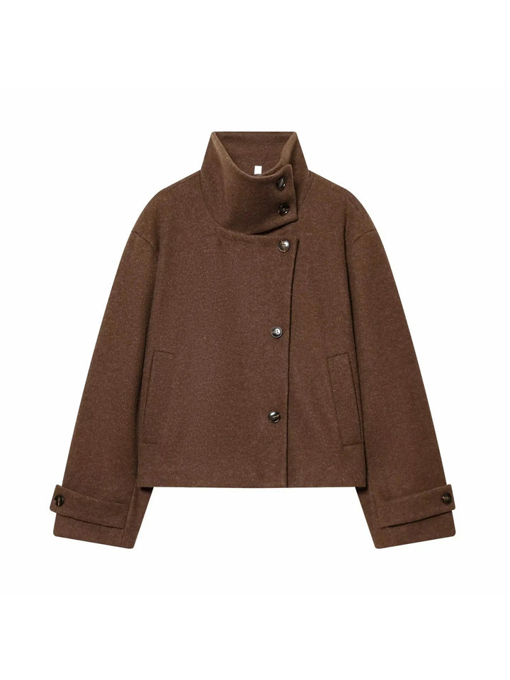 Calliope vintage stand collar wool coat with pockets – image 6