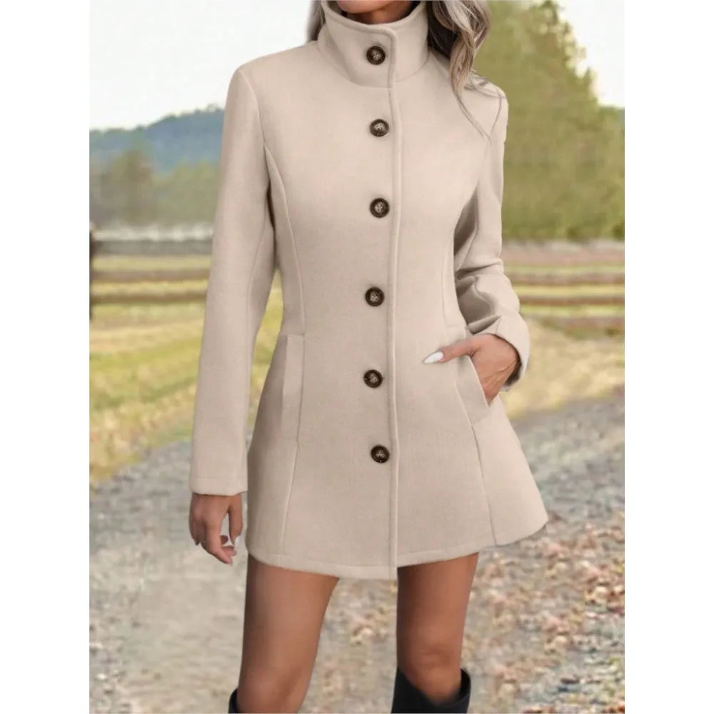 Felicia long stand collar wool coat – image 2