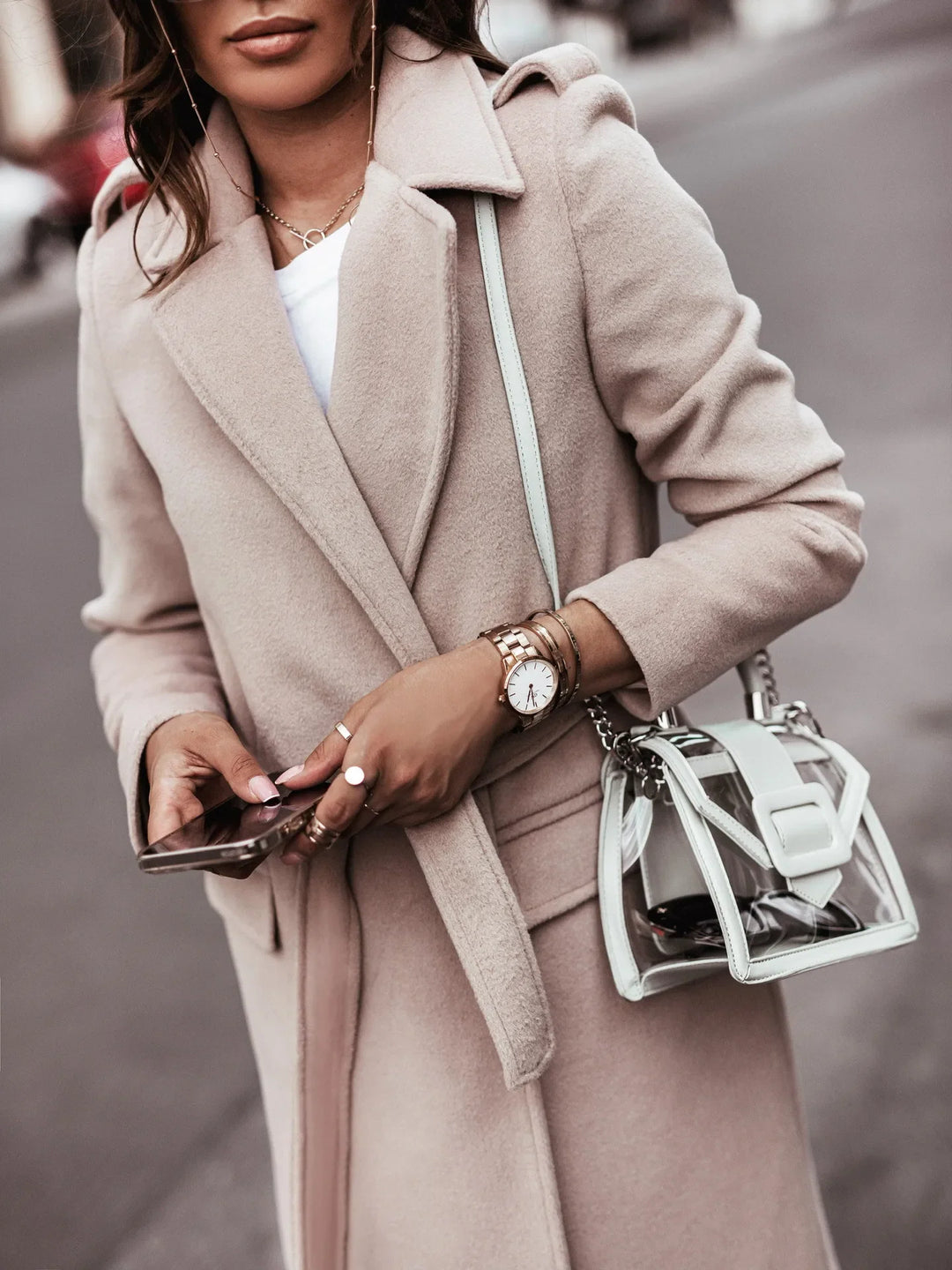 Bebe lapel collar tie belt coat – image 5