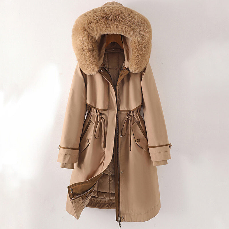 Saffron longline faux fur winter coat