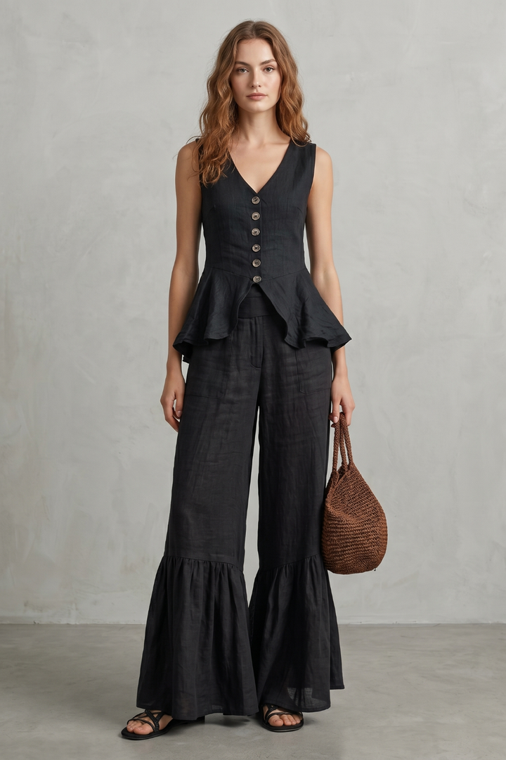 Vita ruffle hem wide leg co ord set – image 2
