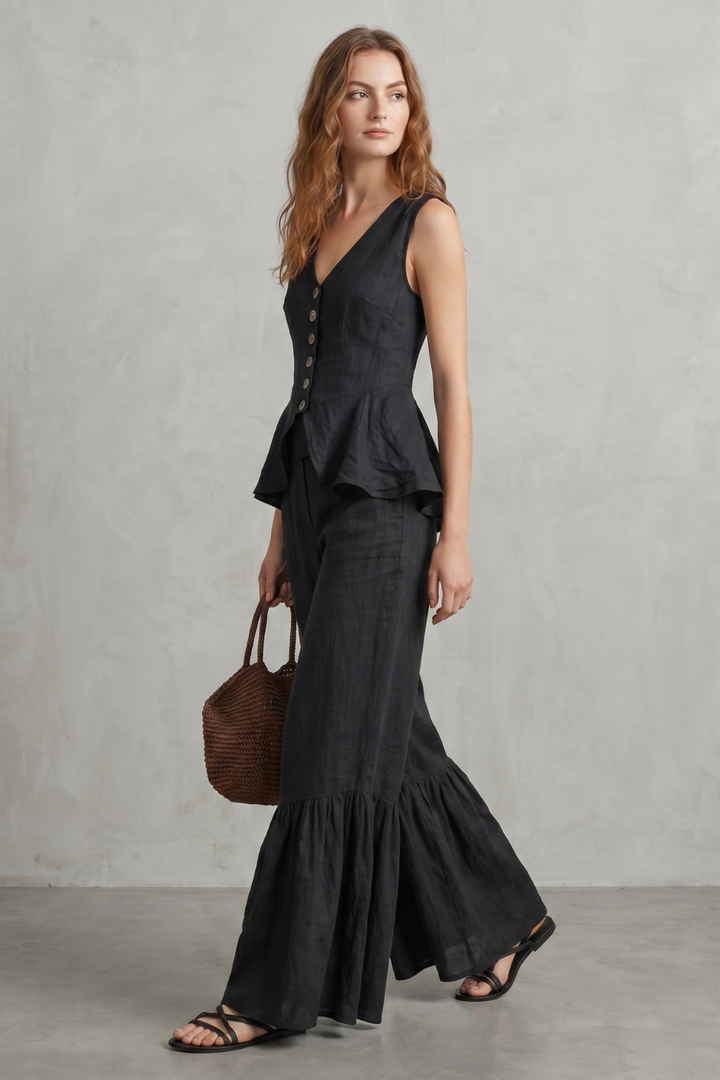 Vita ruffle hem wide leg co ord set – image 3