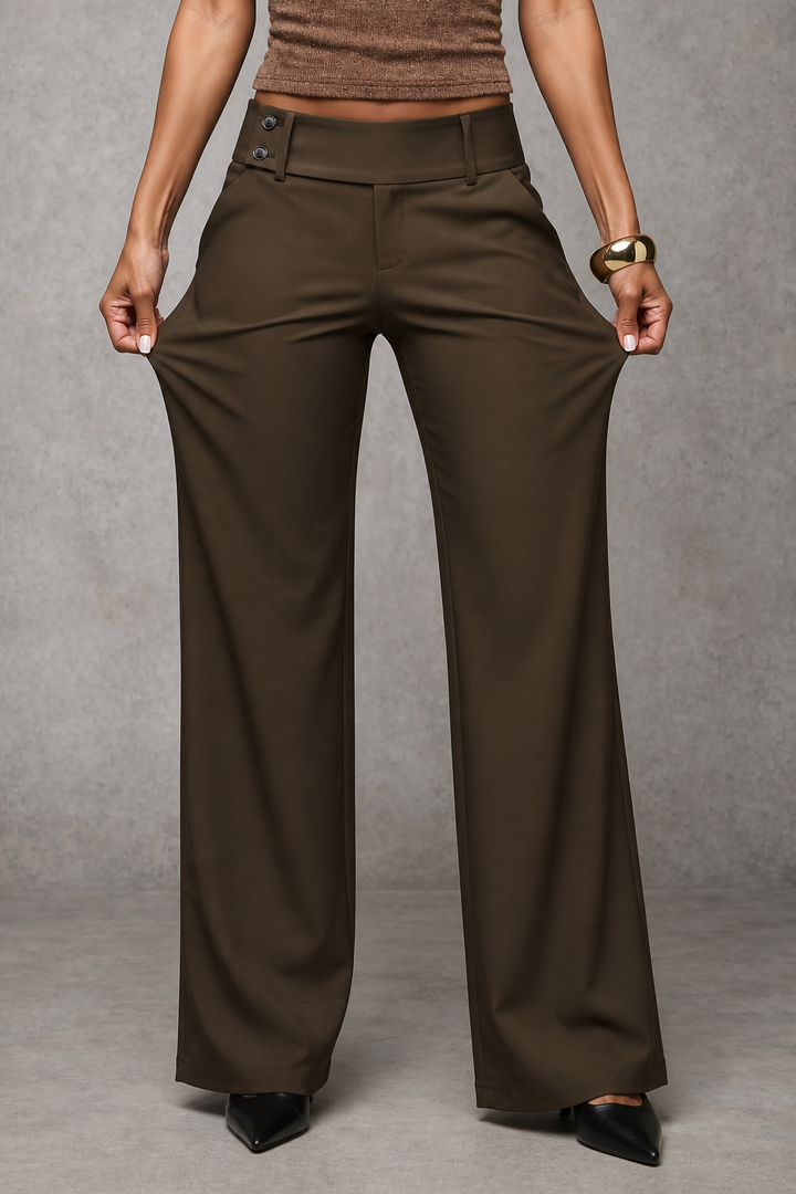 Tessa wide leg trousers with double button detail