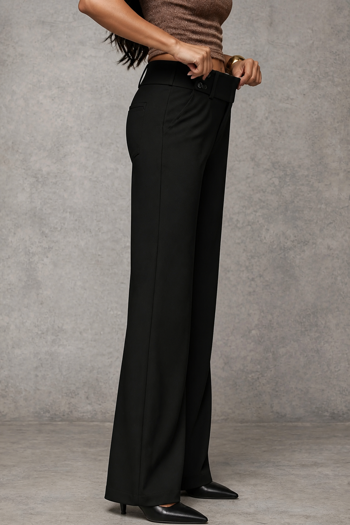Tessa wide leg trousers with double button detail
