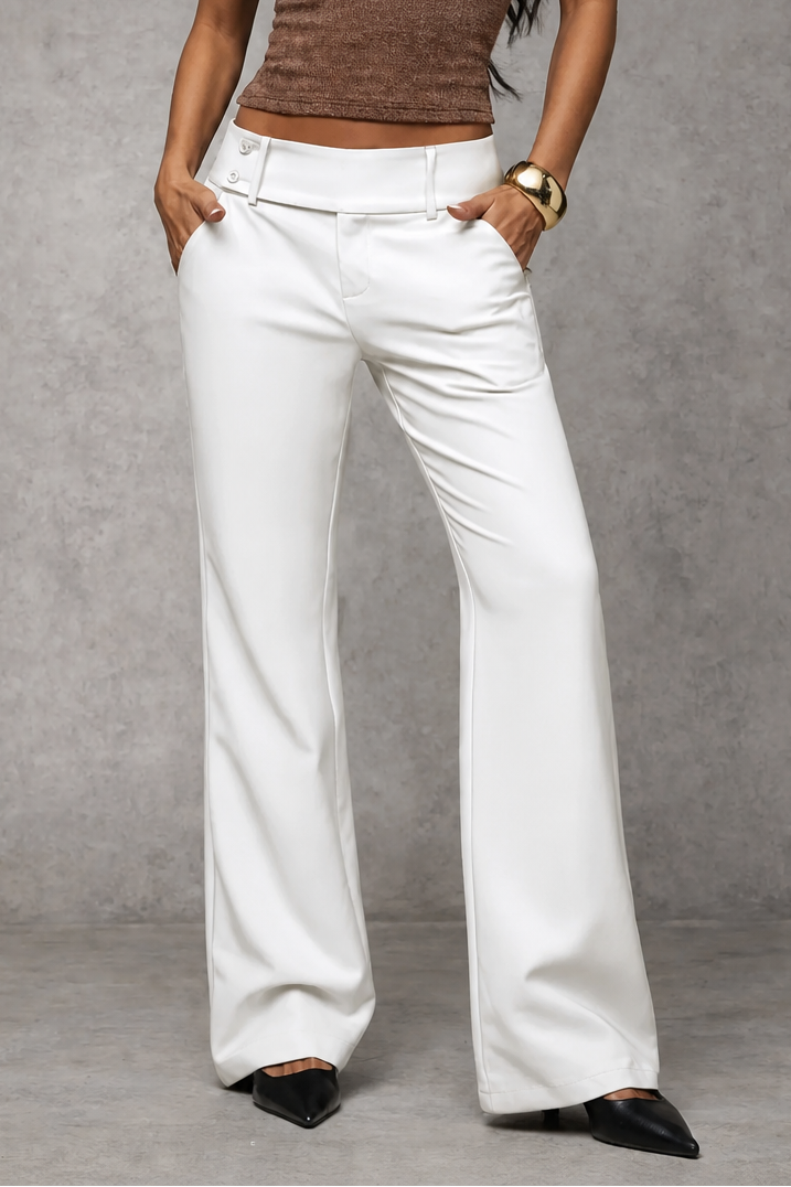 Tessa wide leg trousers with double button detail