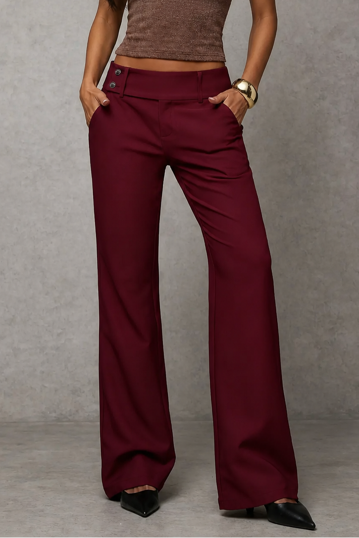 Tessa wide leg trousers with double button detail