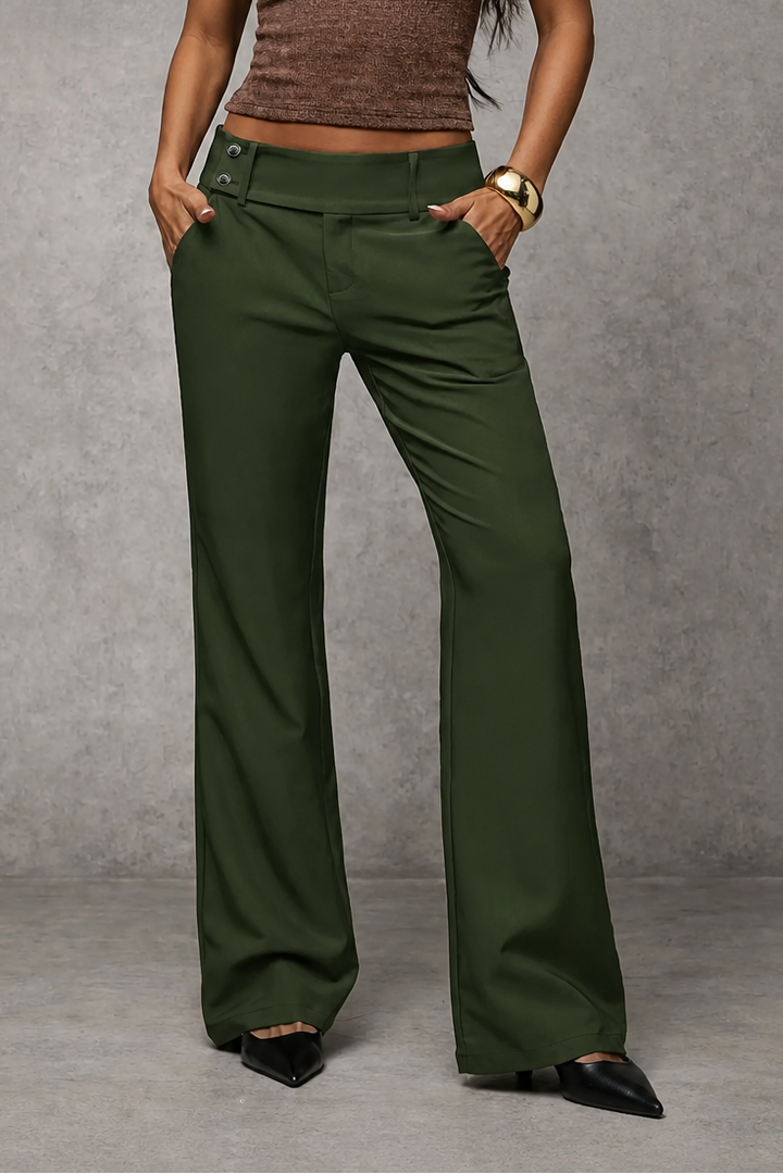 Tessa wide leg trousers with double button detail