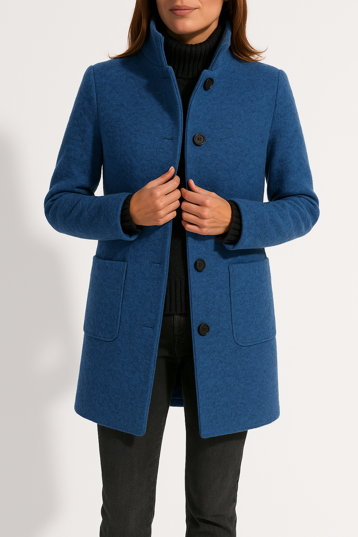 Mali tailored high neck coat with patch pockets – image 2