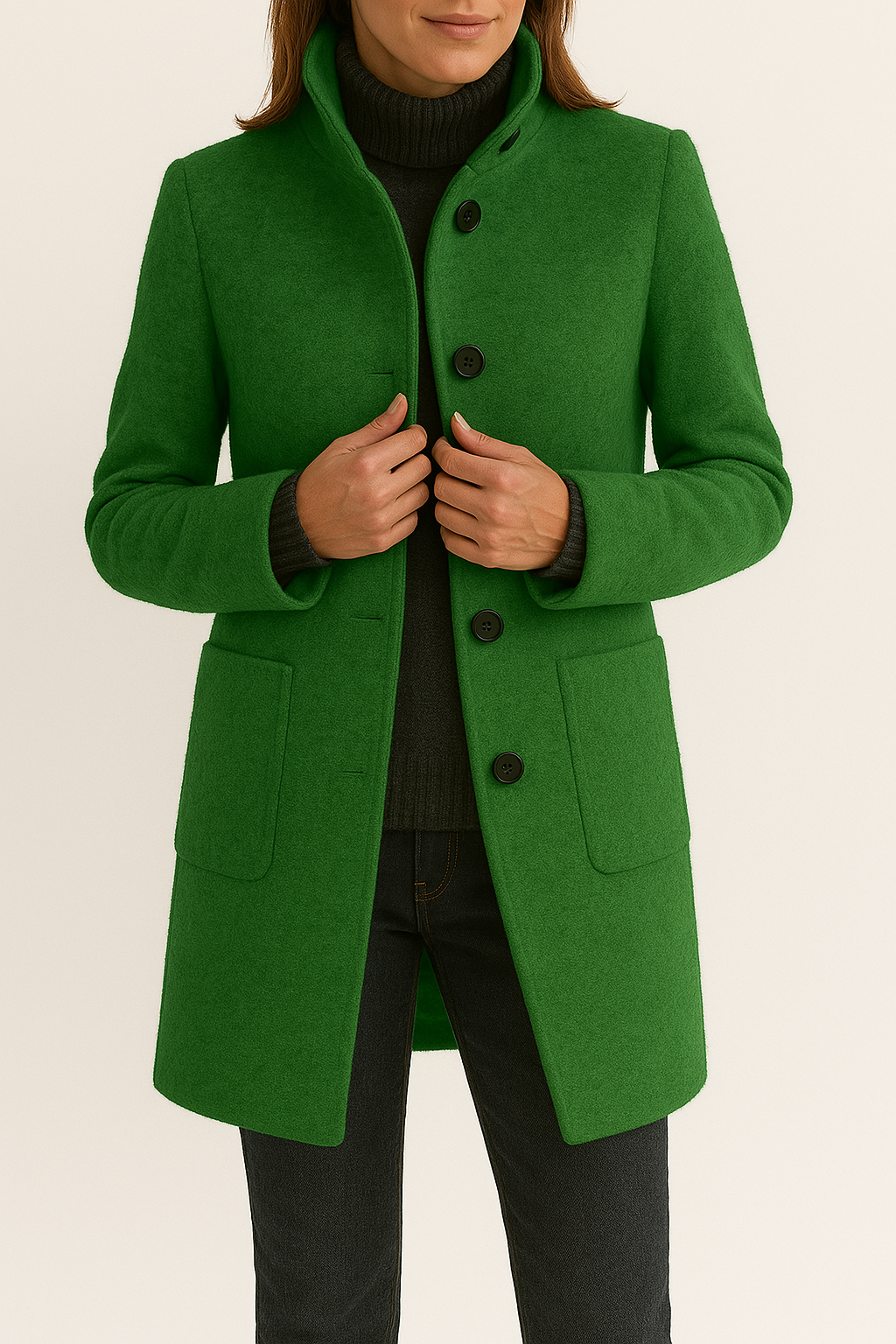 Mali tailored high neck coat with patch pockets – image 4