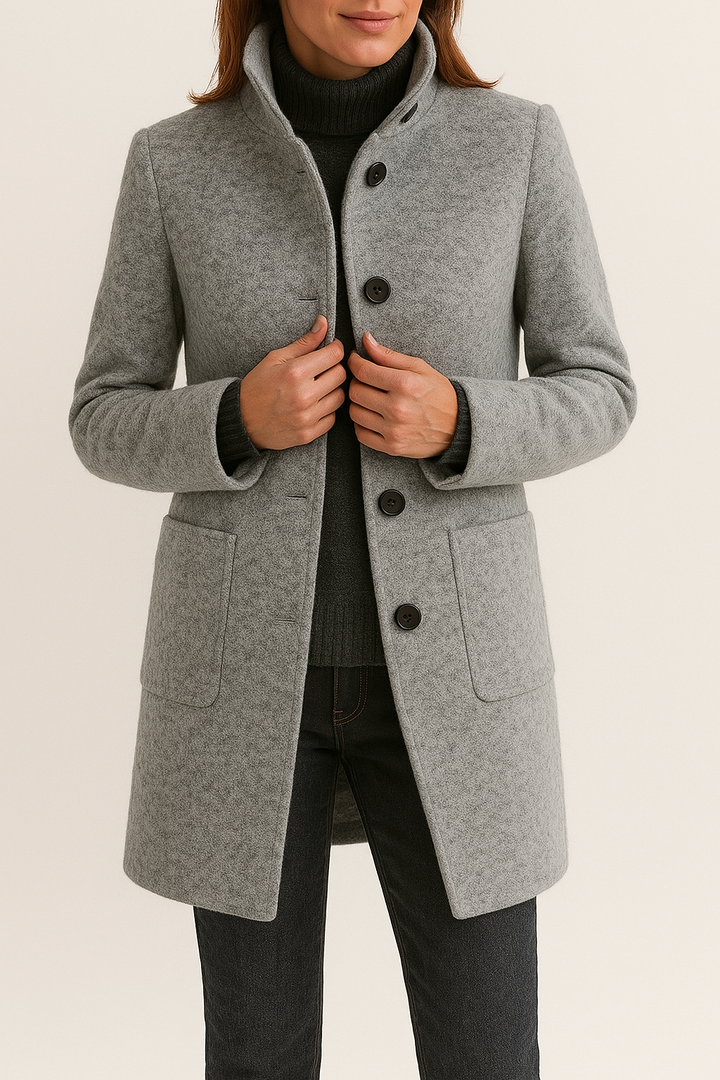 Mali tailored high neck coat with patch pockets – image 5