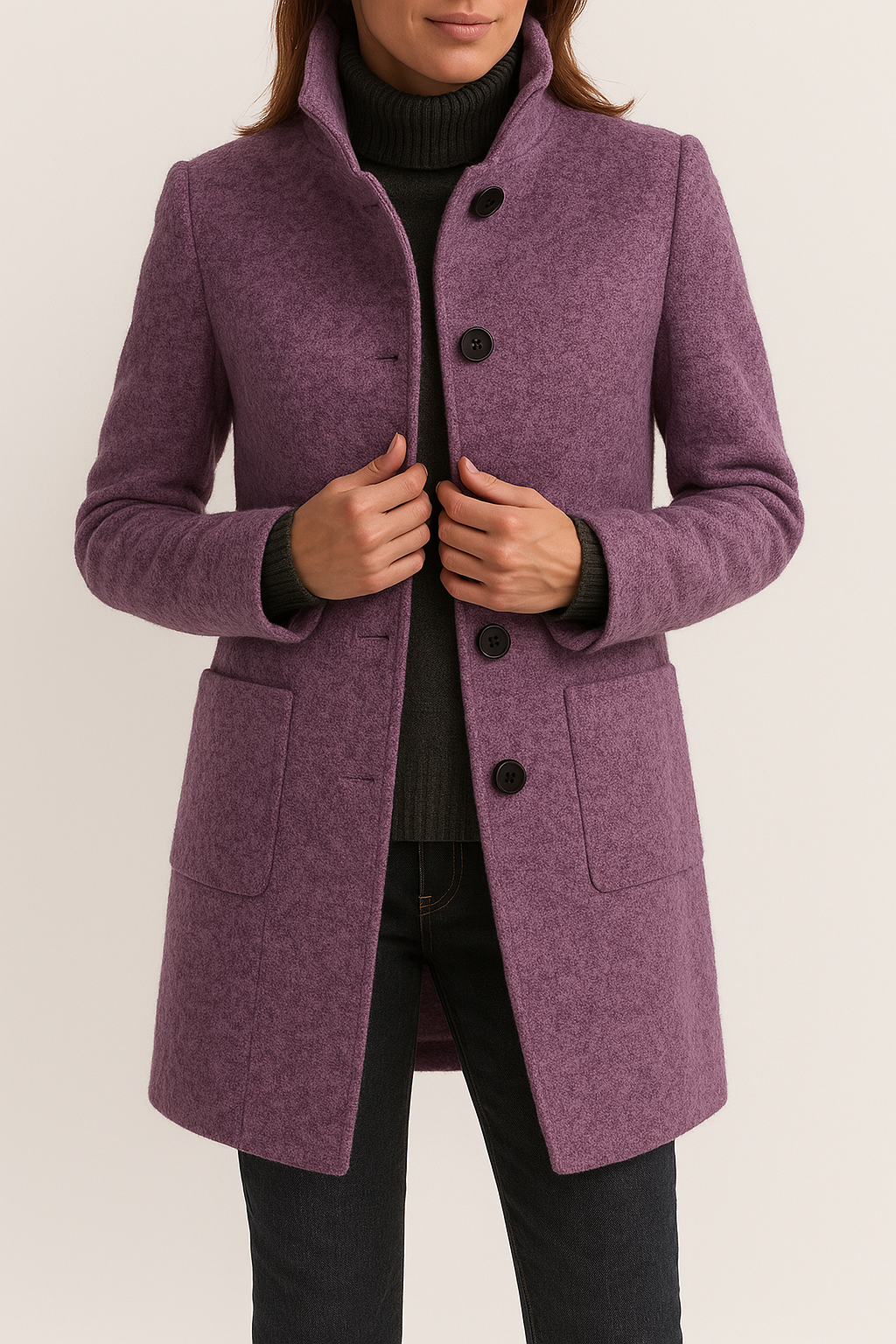 Mali tailored high neck coat with patch pockets – image 6