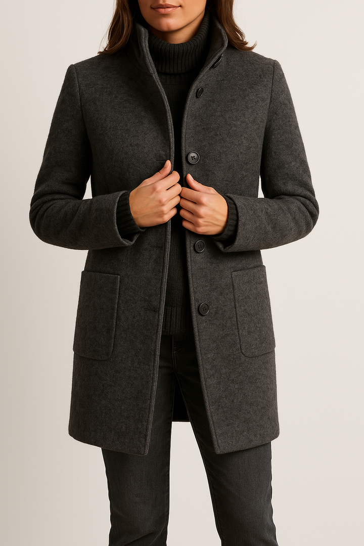 Mali tailored high neck coat with patch pockets