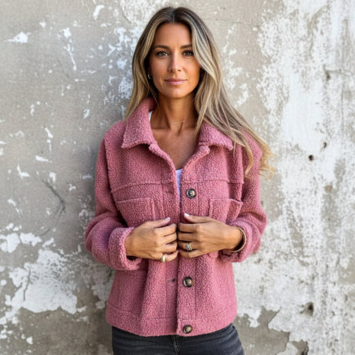 Torunn teddy fleece shacket with contrast buttons – image 4