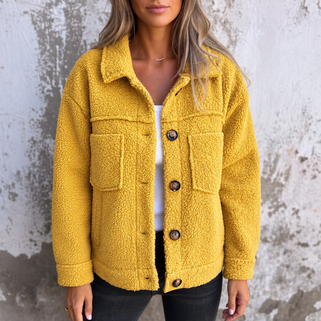 Torunn teddy fleece shacket with contrast buttons – image 2