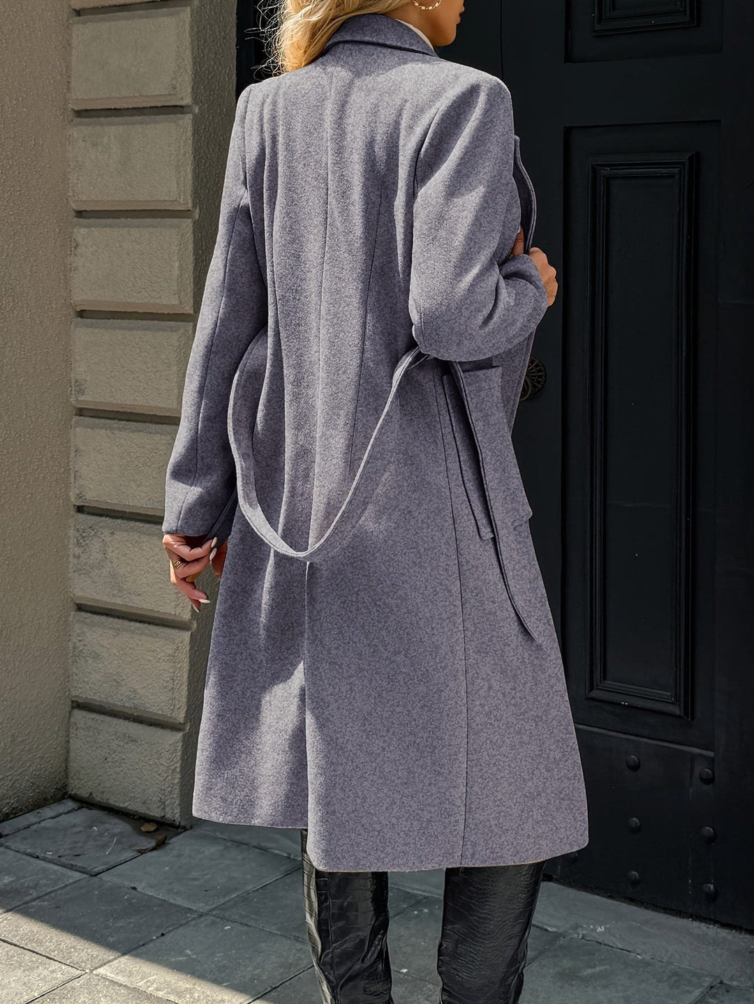 Llinos belted coat with wide collar and patch pockets – image 11