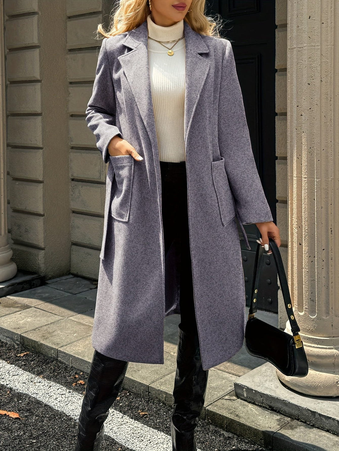 Llinos belted coat with wide collar and patch pockets – image 12