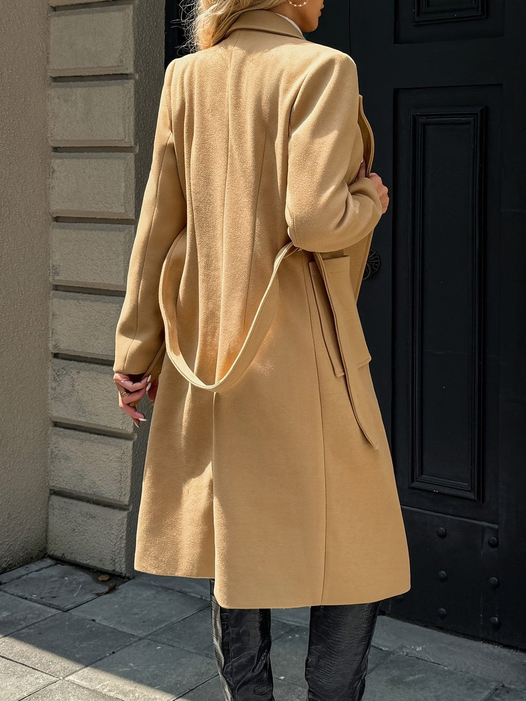 Llinos belted coat with wide collar and patch pockets – image 2