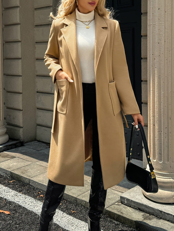 Llinos belted coat with wide collar and patch pockets – image 3