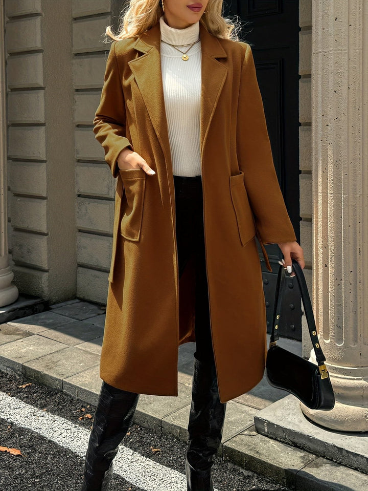 Llinos belted coat with wide collar and patch pockets – image 6