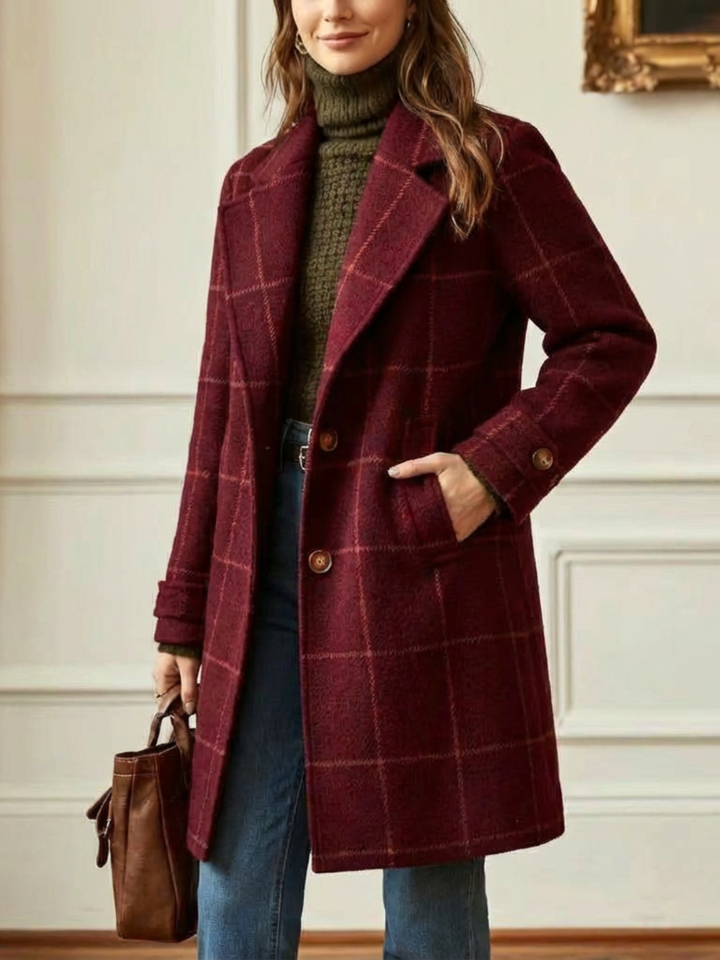 Linette check coat with wide collar – image 4