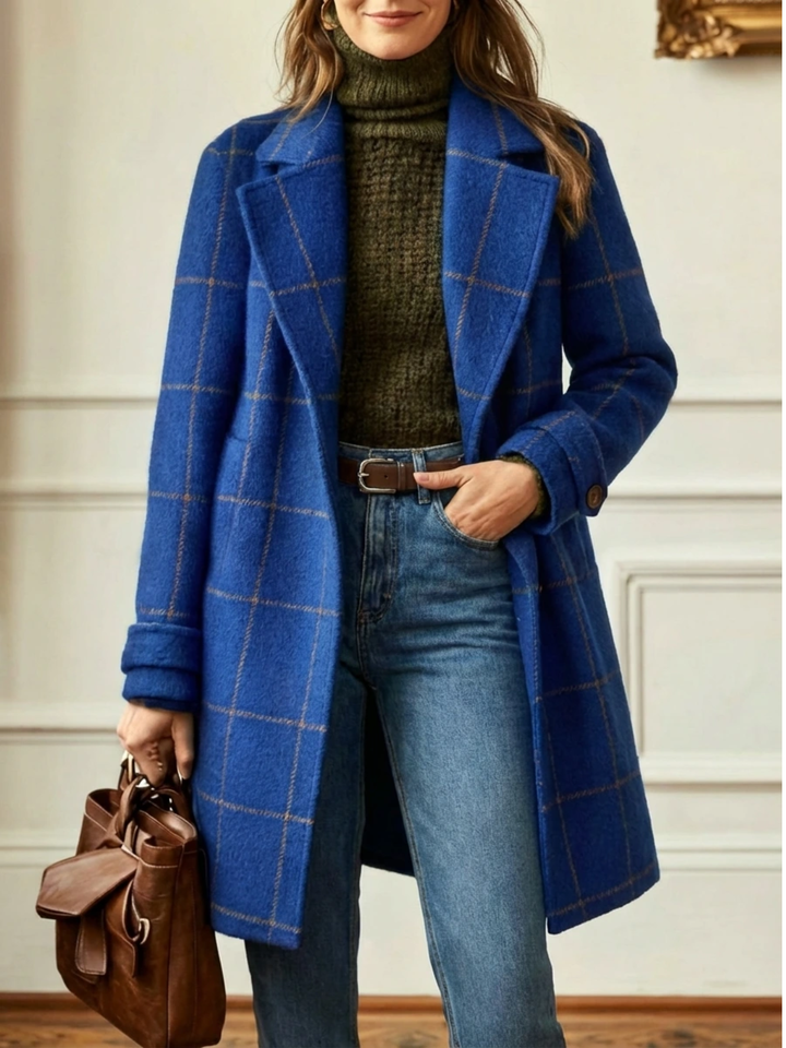 Linette check coat with wide collar – image 5