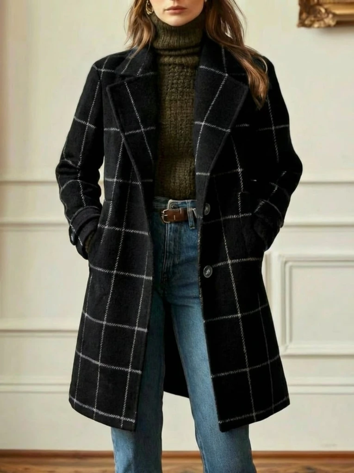 Linette check coat with wide collar – image 6