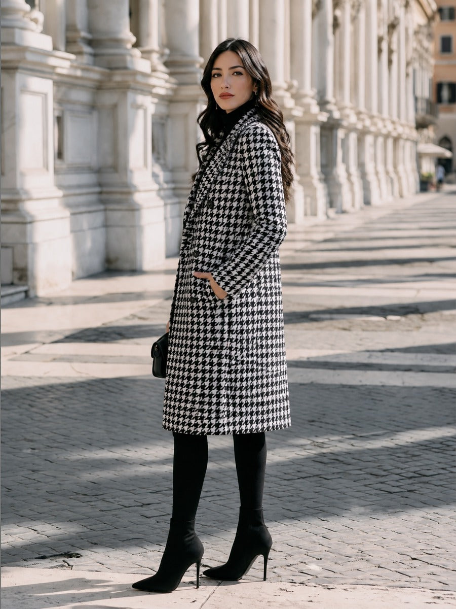 Nathalie double breasted houndstooth wool coat – image 3