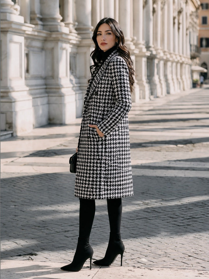 Nathalie double breasted houndstooth wool coat – image 3