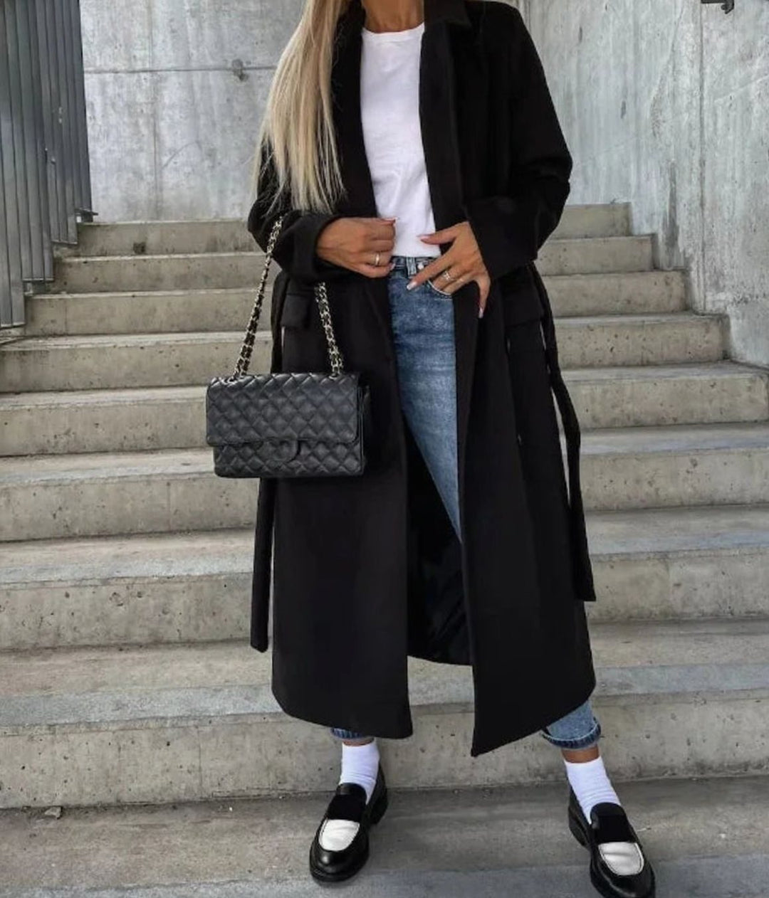 Vivienne long double breasted wool coat