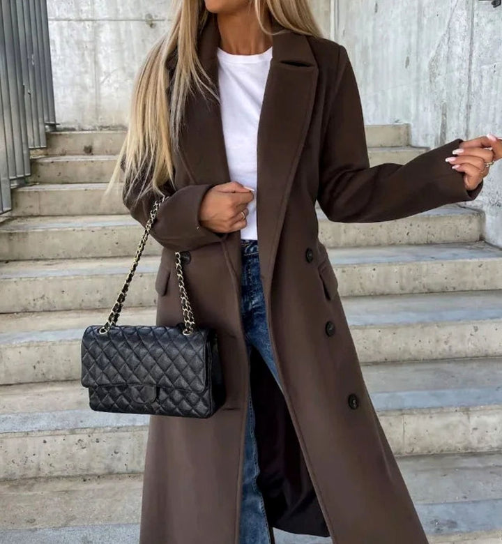 Vivienne long double breasted wool coat