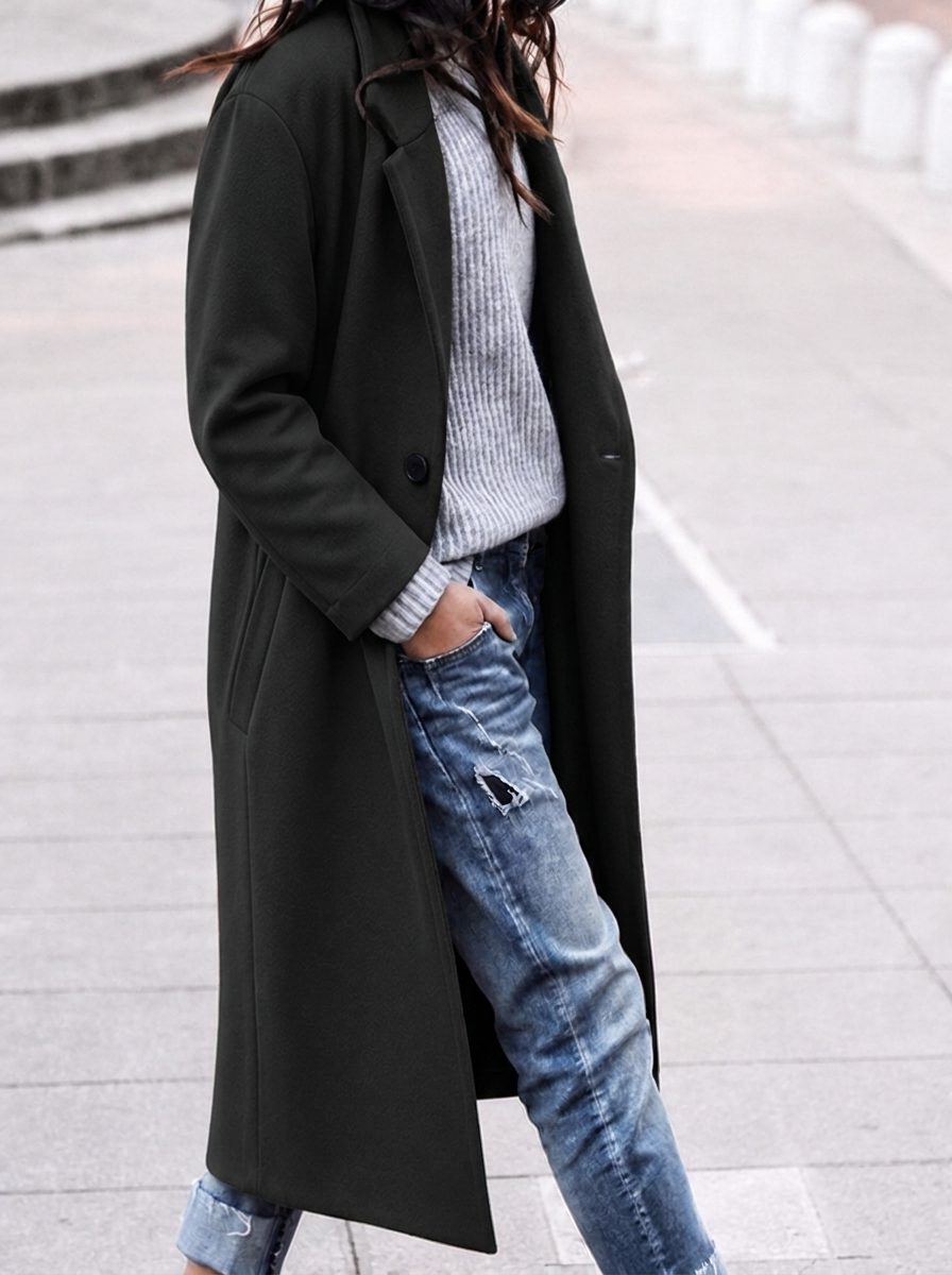 Rosalind wool coat with wide collar and single button – image 2