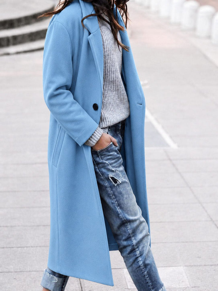 Rosalind wool coat with wide collar and single button – image 3