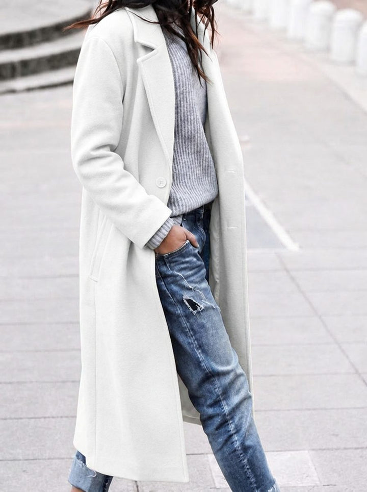 Rosalind wool coat with wide collar and single button – image 4