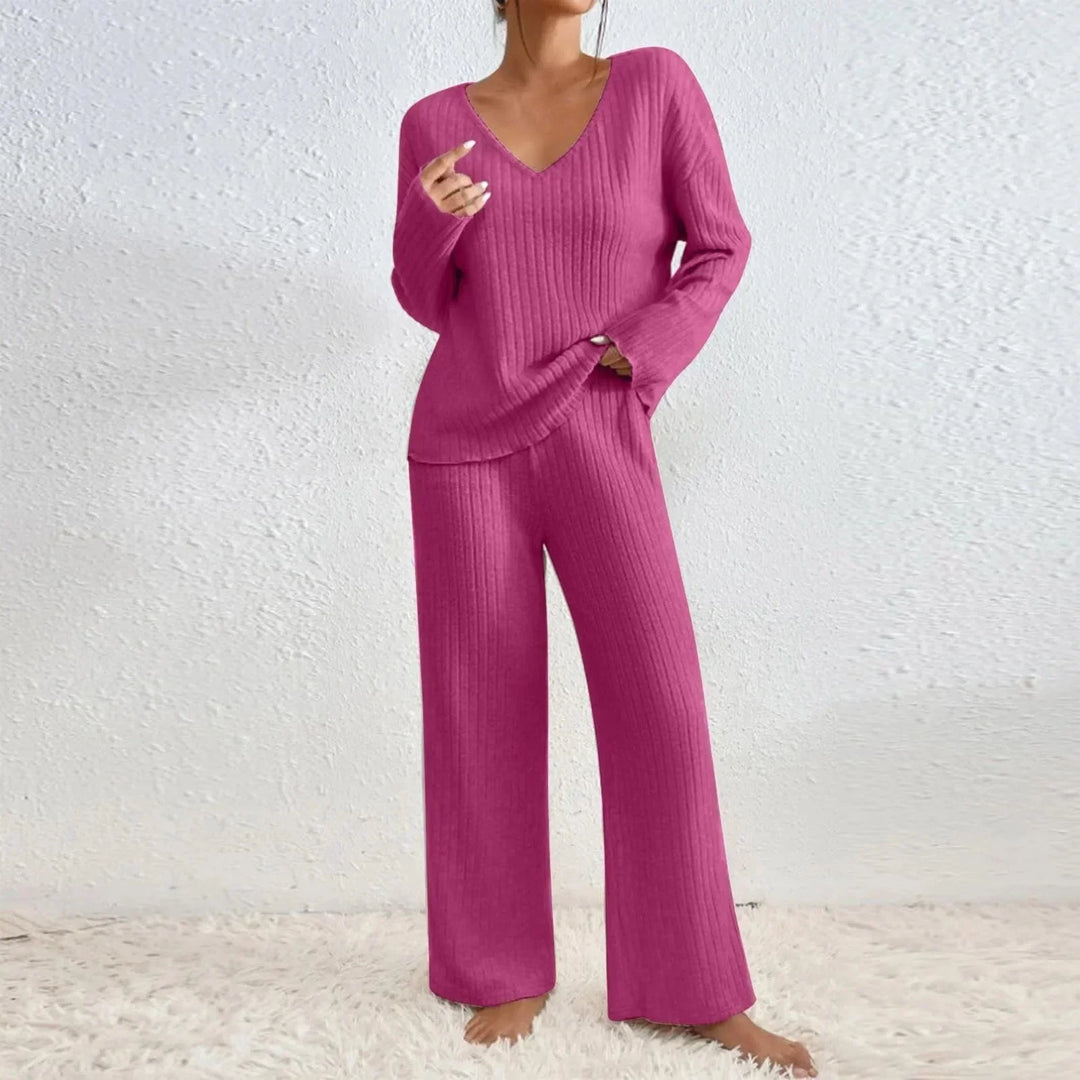Yvette two piece ribbed knit lounge set