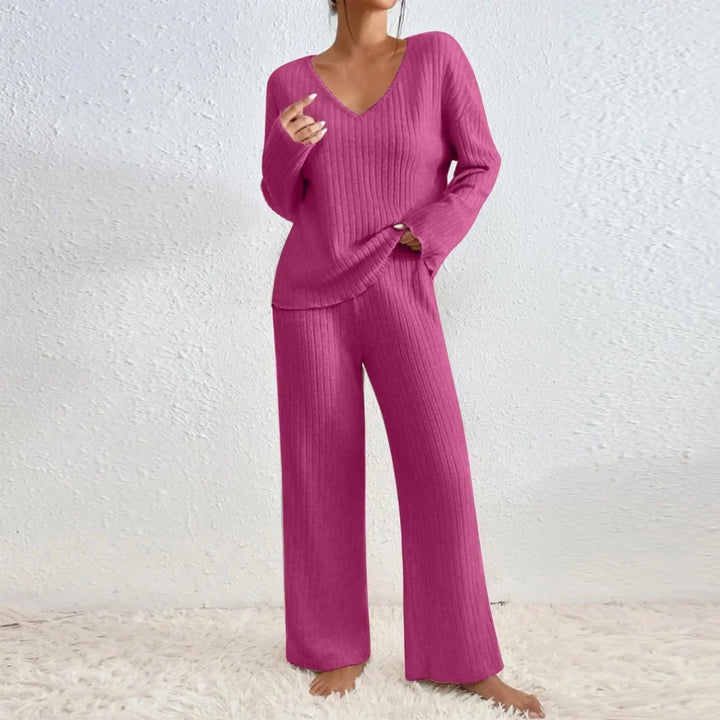 Yvette two piece ribbed knit lounge set