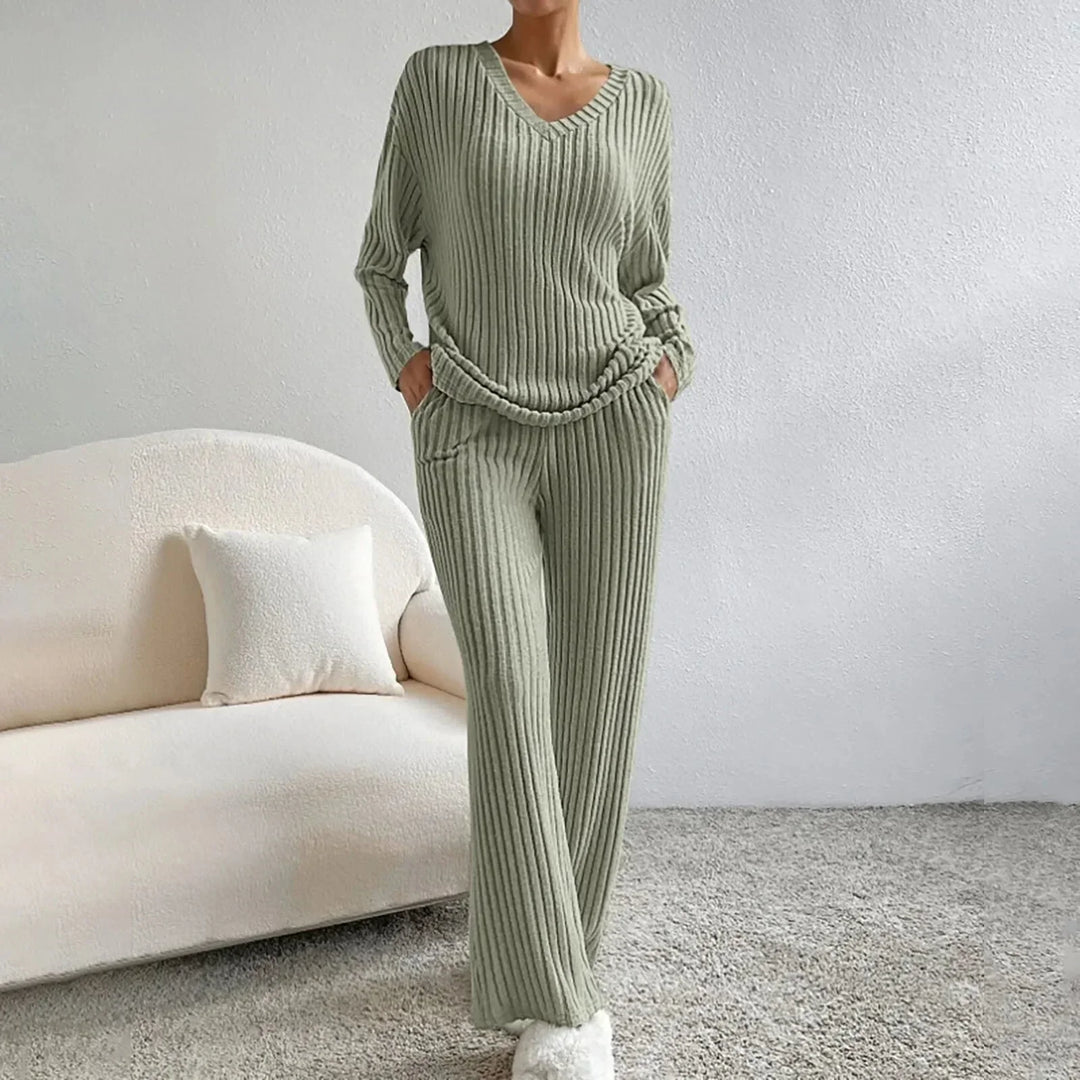 Yvette two piece ribbed knit lounge set