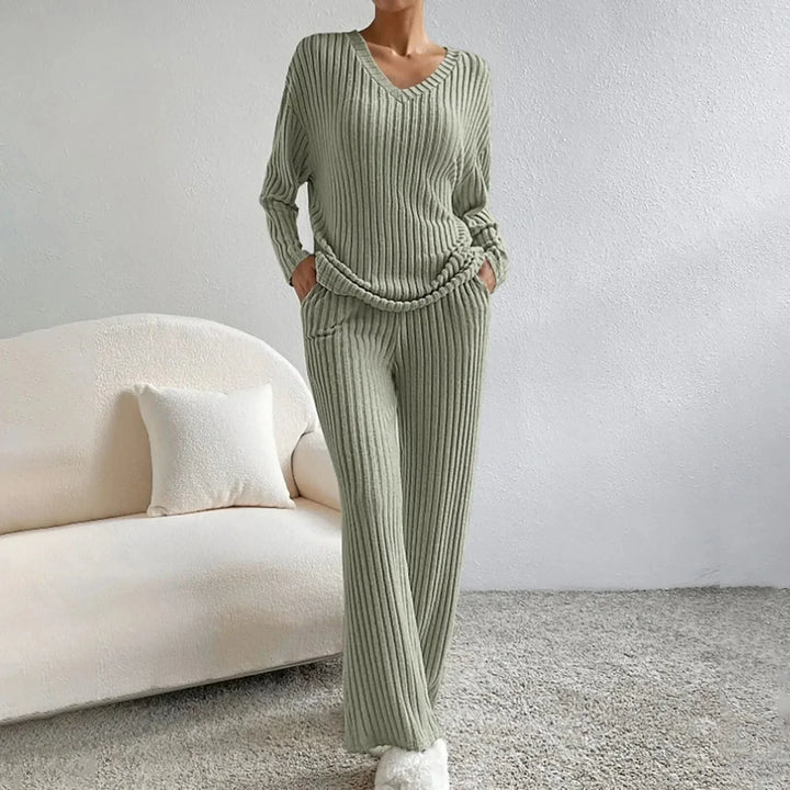 Yvette two piece ribbed knit lounge set