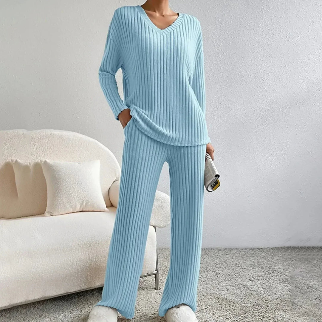 Yvette two piece ribbed knit lounge set