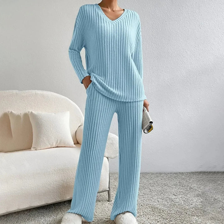 Yvette two piece ribbed knit lounge set