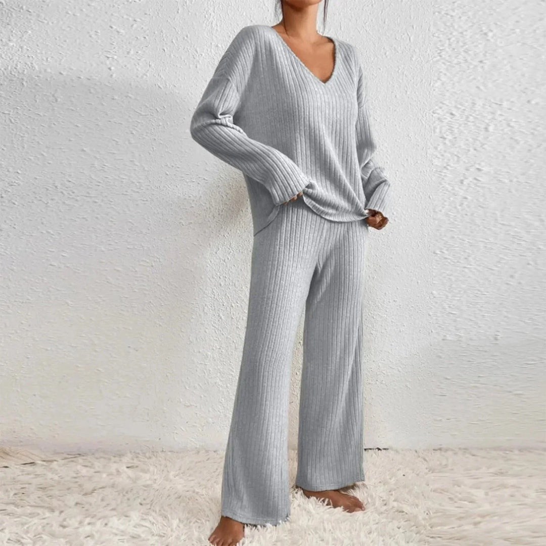 Yvette two piece ribbed knit lounge set