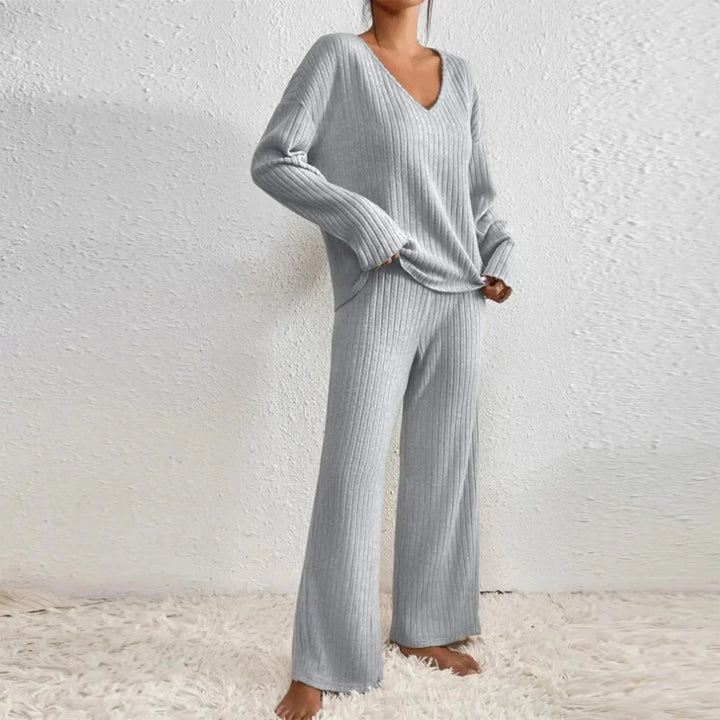 Yvette two piece ribbed knit lounge set