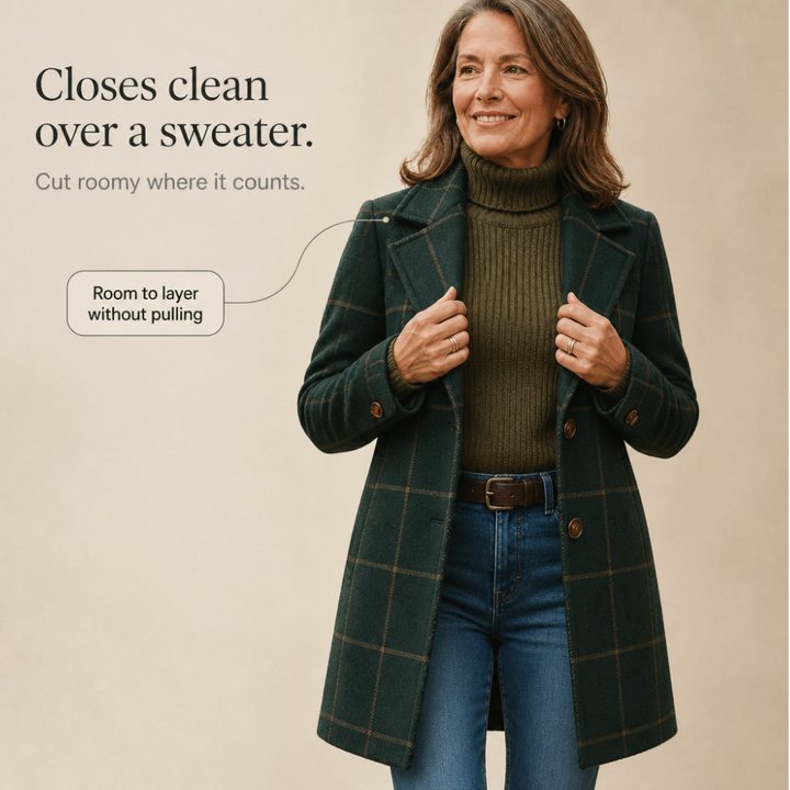 Imelda Elegant Oversized Plaid Wool Look Coat - image 7