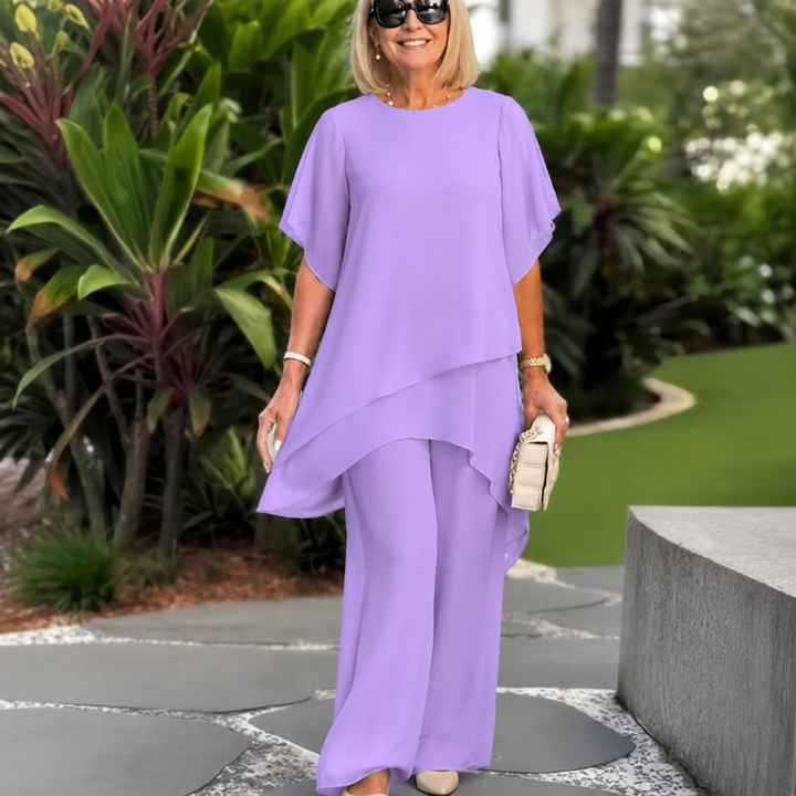 Svea layered asymmetric top and wide leg trouser set – image 3