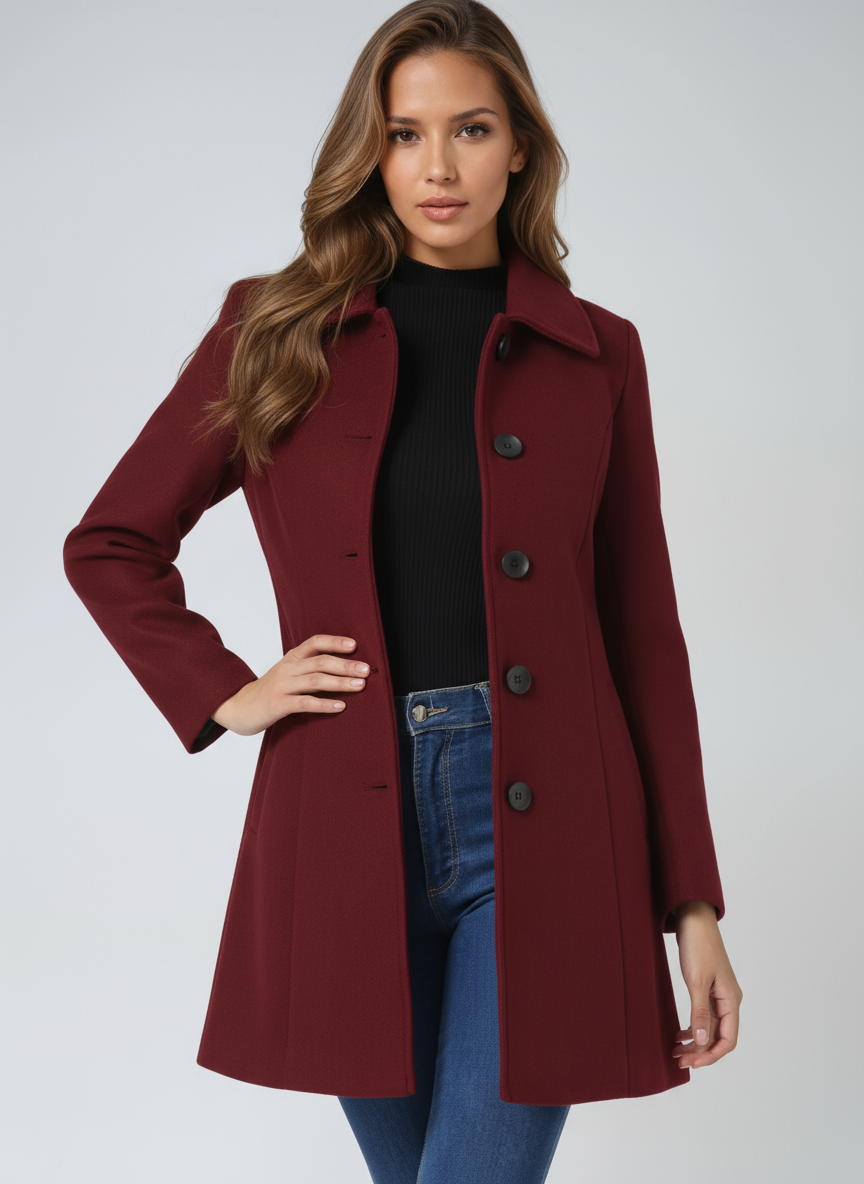 Lucinda Elegant Fit and Flare Button Front Coat - image 4